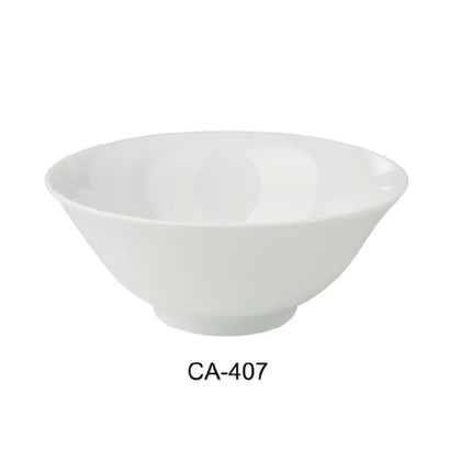 This bowl is ideal for serving ramen, noodle soups, and other hot dishes in restaurants, cafes, and catering settings. Its microwave and dishwasher-safe features support efficient kitchen workflows, while the white finish offers a clean presentation suited for high-volume environments. This elegant bowl is a reliable serving and display ware, emphasizing durability and versatile functionality for daily foodservice operations.