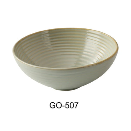 This cereal bowl supports up to 28 Oz capacity, making it suitable for breakfast or snack applications in mid-volume kitchens. Its earthy tone with a golden rim enhances presentation and aligns with contemporary tableware aesthetics, while its porcelain construction ensures longevity and consistent performance in busy restaurant, cafeteria, or catering environments.