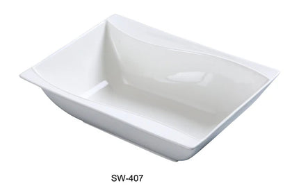 This bowl features an elegant rectangular shape with a 