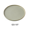 This coupe plate features a flat edge coupe rim style, making it suitable for serving bread, butter, and small appetizers in restaurant, catering, or hospitality settings. It is microwave and dishwasher safe, enabling efficient workflow and easy cleaning. Its earthy tone with a golden rim enhances presentation, while the durable porcelain construction ensures longevity in demanding service scenarios.