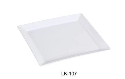 This bone white square plate offers durability and resistance to heat and dishwasher cleaning, making it suitable for placement in ovens and microwave ovens. Its robust ceramic material provides an ideal solution for applications requiring reliable dishware for mid-range workflows, such as school cafeterias, restaurants, catering operations, and institutional kitchens. 