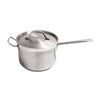 7.5-quart stainless steel saucepan with helper handle and lid, commercial cookware, encapsulated aluminum base for even heating, induction compatible, dishwasher safe, packed 2 each per case for chefs