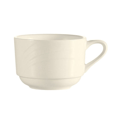 7.5oz Stacking Cup with a space-saving design, scratch-resistant surface, and durable construction. Perfect for coffee, tea, and hot beverages in cafes, restaurants, and home kitchens.