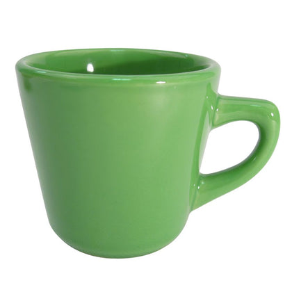 7.5oz Tall Green Cup, 3 1/4-inch, chip-resistant, dishwasher-safe, stylish and durable drinkware for hot and cold beverages, ideal for coffee, tea, juices, and smoothies, perfect for home or restaurant use.