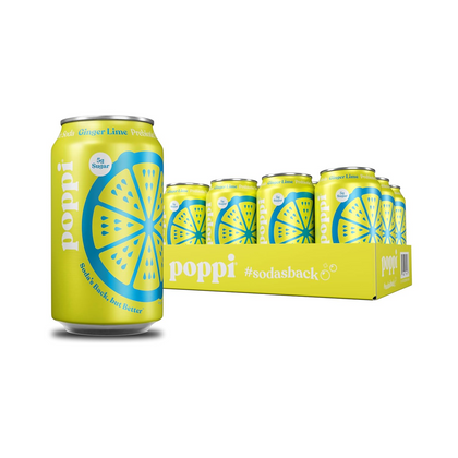 Poppi Lime Ginger Prebiotic Soda 12oz Cans Pack of 12