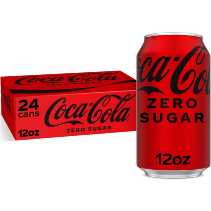 Coke Zero 12oz Can Pack of 24 with Zero Sugar and Classic Flavor