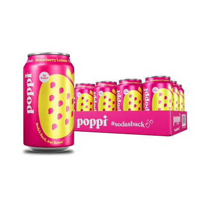 Poppi Strawberry Lemon Prebiotic Soda 12oz Cans 12 Pack