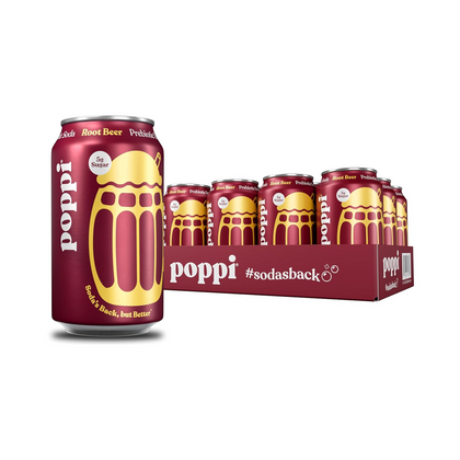Poppi Root Beer Soda 12 Pack of 12oz Cans Prebiotic Sparkling Drink