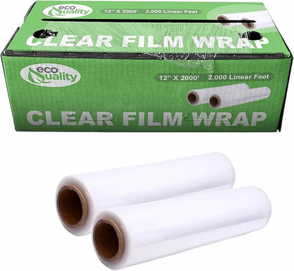 12in x 2000ft Plastic Film Roll Food Service Wrap with Cutter Box