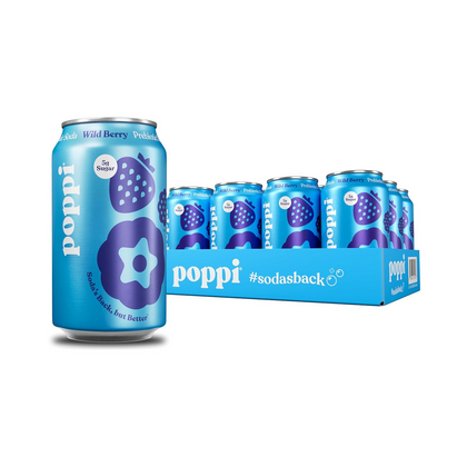 Poppi Wildberry prebiotic soda 12oz cans 12 pack