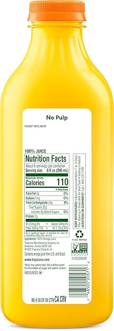 46 oz bottle orange juice no pulp smooth citrus beverage bulk pack