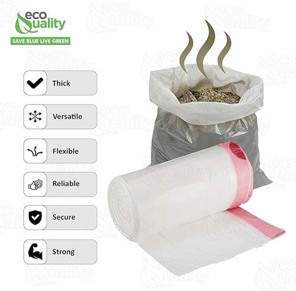 13 Gallon White Dog Litter Bags with Red Easy Tie Drawstring