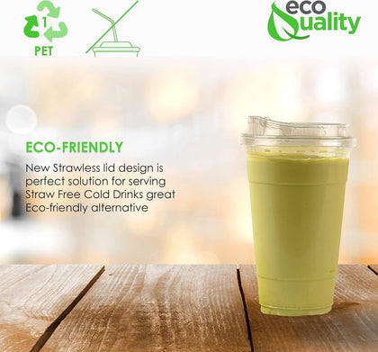 24oz Clear PLA Ice Coffee Cups with Sip Through Lids
