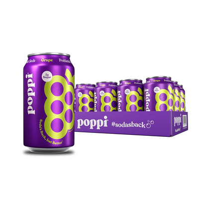 Poppi Grape Prebiotic Sparkling Soda 12oz Cans Pack of 12