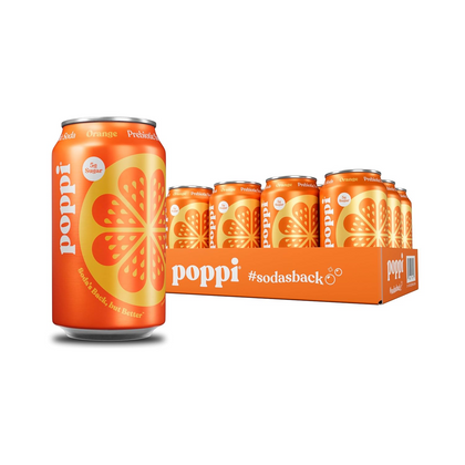 Poppi Prebiotic Orange Soda 12oz cans pack of 12