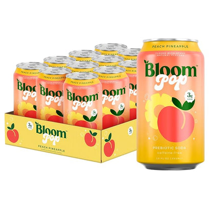 Bloom Pop 12oz Peach Pineapple Cans Beverage Pack of 12