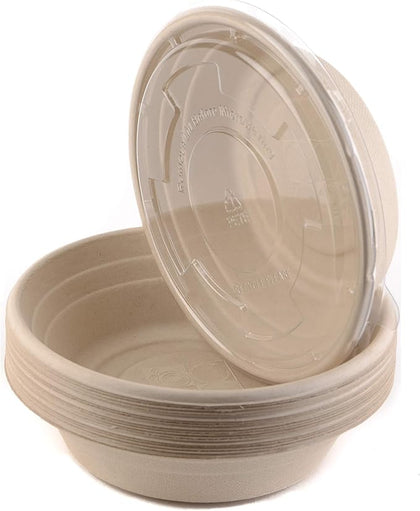 Compostable Round Sugarcane Container Bowl with Lid