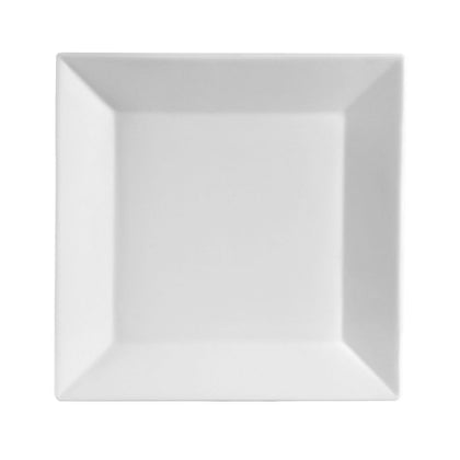 7-inch square plate, durable plastic dinnerware, modern serving plate, scratch-resistant, stain-resistant, perfect for appetizers, salads, desserts, catering, restaurants, and home dining.