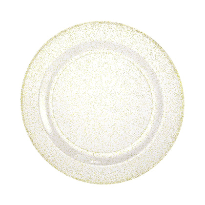 Elegant 7-inch gold dinner plate, perfect for dinner, salad, dessert, appetizer, or charger plates. Ideal for weddings, birthday parties, catering, holidays, and more. Durable, BPA-free, reusable, and disposable.