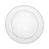 Round silver glitter plastic plates in 10.25-inch, 9-inch, and 7.5-inch sizes. Durable, BPA-free, reusable, and disposable. Perfect for weddings, parties, catering, and elegant table settings.