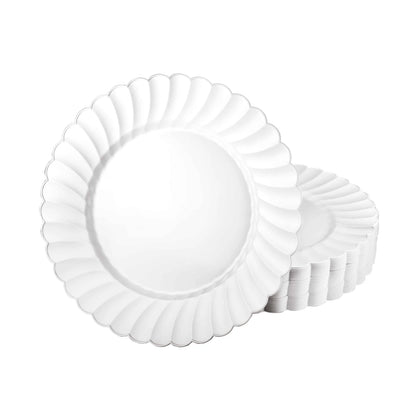 Scalloped Round Pearl Plates in 10.25