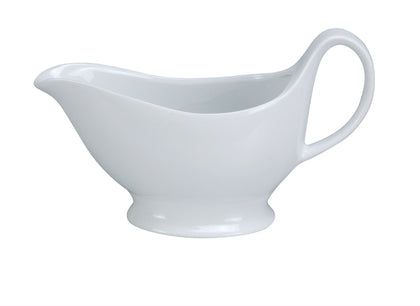 Complete your tabletop service setting by investing in the EcoQuality sauce boat! Comes with curved lines and white color, this sauce boat is sure to impress your guest. Plus, its ample 8.5 ounce capacity is perfect for serving your favorite sauces and gravy! High quality and affordable restaurant dinnerware.
