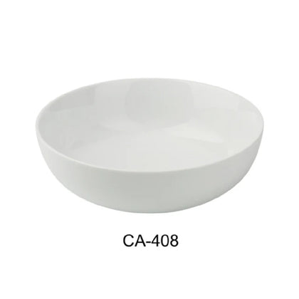 This bowl accommodates up to 42 ounces of ingredients or servings, making it suitable for restaurant, catering, or institutional foodservice operations. Its porcelain construction with aluminum support ensures strength, heat resistance, and dishwasher compatibility, supporting efficient daily workflows in high-traffic settings. This bowl's design emphasizes resilience and ease of maintenance, aligning with industry standards for sanitation and durability in commercial kitchen applications.