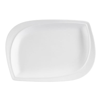 8-inch porcelain rectangular platter, elegant and durable serveware. Ideal for appetizers, desserts, and small entrees. Chip-resistant, microwave- and dishwasher-safe. Perfect for home and restaurant use.