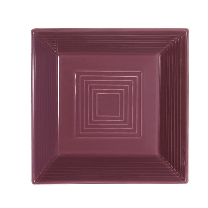 8-inch square plum-colored plate with chip-resistant surface, durable and modern dinnerware, microwave and dishwasher safe, perfect for serving starters or desserts with bold table style.