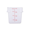 8-quart square food storage container made of BPA-free white polypropylene, stackable, leak-resistant, with bold measurement markings, freezer and dishwasher safe, packed 24 per pack for kitchens.