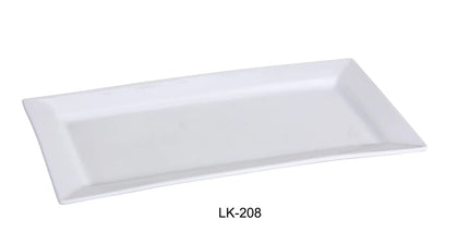 This versatile serving plate features a sleek rectangular shape with delicate lines, providing a sophisticated and distinctive presentation for your culinary creations. This plate is ideal for showcasing individual appetizers, small side dishes, or desserts in restaurants, cafes, and home dining. Made from durable, high-quality porcelain in a sophisticated bone white, this plate is designed for both versatility and long-lasting performance.