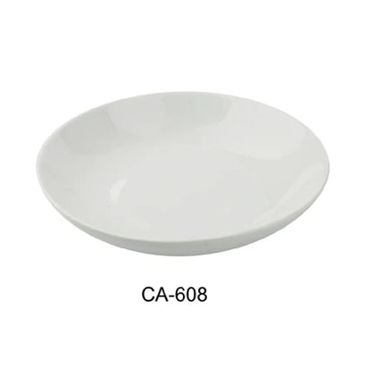 This salad bowl is specially formulated to meet professional standards for microwave and dishwasher safety, supporting efficient cleaning and reheating processes in busy restaurant kitchens, cafeterias, and catering operations. Its clean white finish offers a neutral presentation conducive to various table settings and food presentation needs.