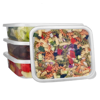 80oz square food storage container with a secure lid, leak-resistant, BPA-free, ideal for storing large portions, catering, meal prep, and takeout services