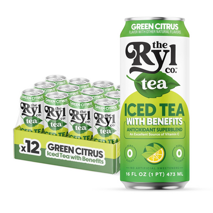 Ryl Green Citrus Tea 16oz can 12 pack refreshing antioxidant beverage