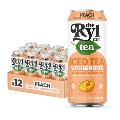 Ryl Peach Ice Tea 16oz can 12 pack refreshing ready to drink beverage