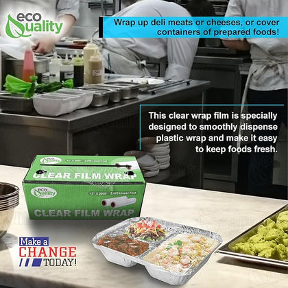 12in x 2000ft Plastic Film Roll Food Service Wrap with Cutter Box