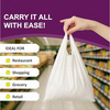 Small white plastic shopping bags with handles for groceries and retail