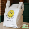 EcoQuality white smiley face plastic shopping bags medium 10x5x18