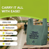 Large green plastic shopping bags with thank you message for retail
