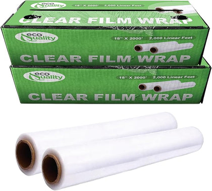 18in x 2000ft Plastic Film Roll Food Service Wrap with Cutter Box