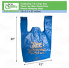 Large blue plastic shopping bags with thank you design for stores