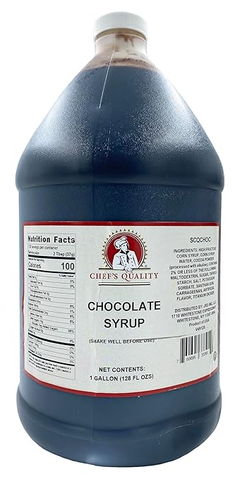 1 gallon plastic jug chocolate syrup smooth liquid dessert topping
