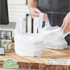 Small white plastic shopping bags with handles for groceries and retail