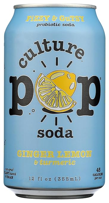 12oz Culture Pop Ginger Lemon & Turmeric Fizzy & Gutsy Probiotic Soda Drink