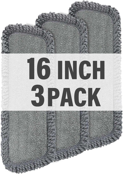 16.5 Inch Microfiber Mop Pads Refills, 3 Pack Reusable Replacement Heads