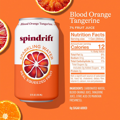 Spindrift Sparkling Water Blood Orange 16oz Pack of 12