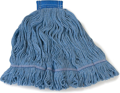 Large blue cotton looped mop head with wide heavy-duty design