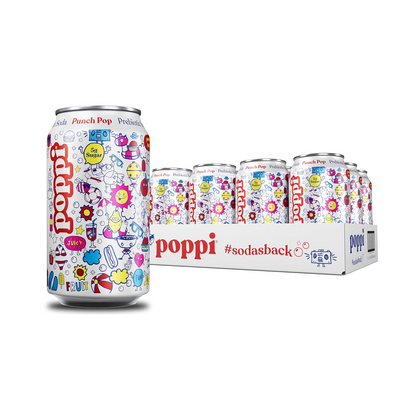 12oz Poppi Soda Punch Pop Prebiotic Sparkling Drink Pack of 12