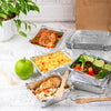 1.5lb Disposable Takeout Oblong Aluminum Foil Shallow Baking Pans with Dome Lids