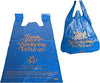 Large blue plastic shopping bags with thank you design for stores